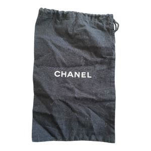 Chanel Dust Bag 10.5 x 8 Black Designer Luxury Drawstring Logo Spell Out